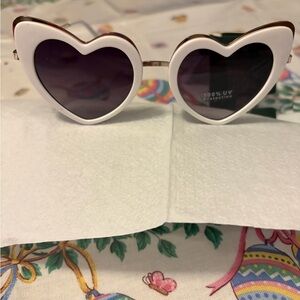 wild fable White Heart-Shaped Sunglasses with Black Lenses NWT